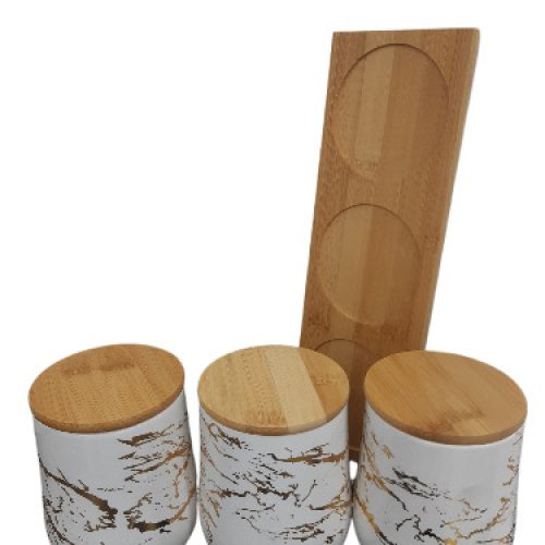 3PC LAMINATED SUGAR COFFEE TEA CANISTER