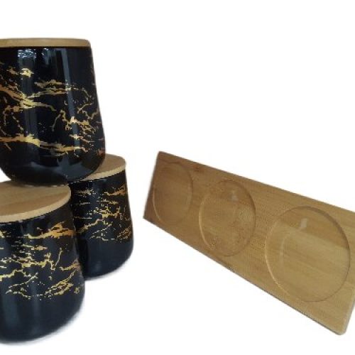 MARBLE 3PC CANISTER BLACK (3)