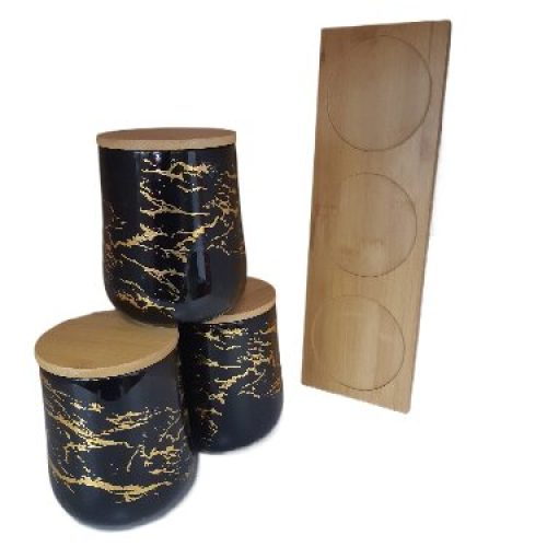 MARBLE 3PC CANISTER BLACK
